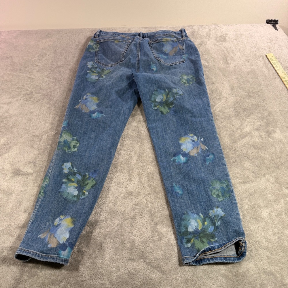 Chico's So Slimming Girlfriend Jeans Womens 12R Blue Floral Slim Leg Ankle - Picture 8 of 12